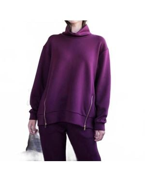 P.Cill Eva Butter Modal Zipper Mock Neck Top - Purple