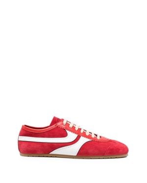 Dries Van Noten Suede Sneakers With Leather Accents - Red