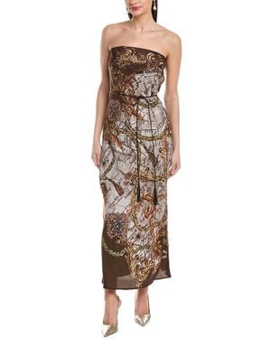 Marchesa Marchesa Rosa Strapless Twill Midi Dress - Brown