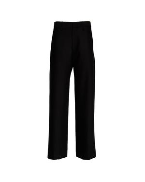 Victoria Beckham Mid Rise Relaxed Curved Straight Leg Pants - Black