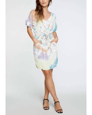 Chaser Brand Heirloom Wovens Short Sleeve Tie Waist Dress - White