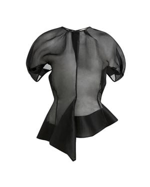 KHAITE Rumi Draped Silk Organza Top - Black