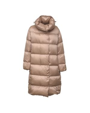 Add Rasolight Down Drawstring Neck Quilted Long Down Coat - Natural