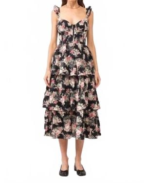 SOFIA The Label Maddy Floral Midi Dress - Black