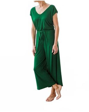 YALEA Kiova V-Neck Bamboo Jumpsuit - Green