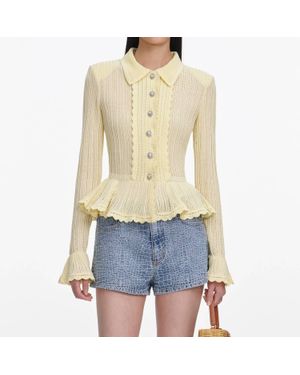 Self-Portrait Rhinestone Croc Effect Denim Short - Blue