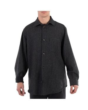 Nanushka Matize Long Sleeve Houndstooth Shirt - Black