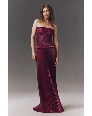 L'idée Maya Strapless Pleated Gown - Purple