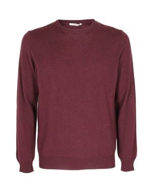Kangra Cabernet Geelong Wool Crewneck Sweater - Red