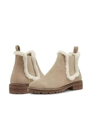 Steve Madden Leopold Boots Tan Suede Round Toe Chelsea Bootie Lion750 - Natural