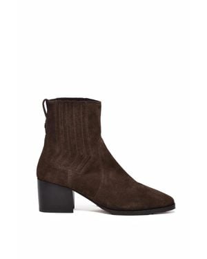 Janet & Janet Suede Stitch Ankle Boots - Brown
