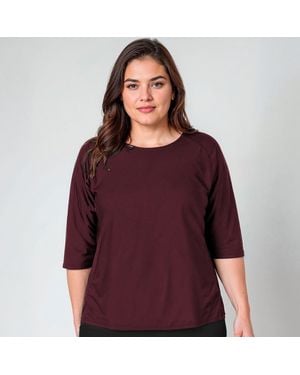 Calypsa Plus Loose Fit 3/4 Sleeve Rash Guard Margaux Swim Top - Purple