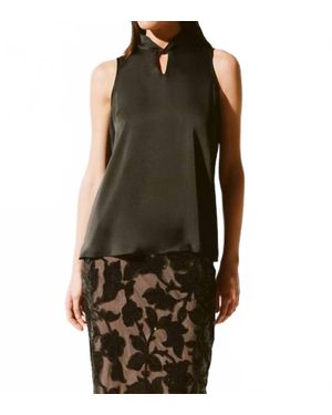 Joseph Ribkoff Satin Sleeveless Keyhole Top - Brown