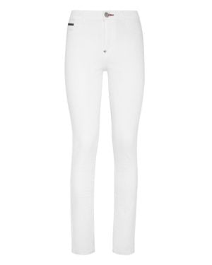 Philipp Plein Denim High Waist Jegging - White