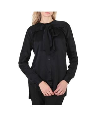 Atlein Ladies Cross Neckline Shirt, Brand Size 34 (Us Size 0) - Black