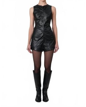 Parentesi Amandine Vegan Leather Vest - Black