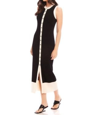 Fifteen Twenty Maves Contrast Trim Sleeveless Midi Sweater Dress - Black