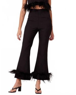 AUREUM Feather Trim Pants - Black