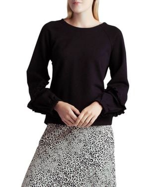Kensie Long Sleeve Cozy Fleece Sweatshirt - Black