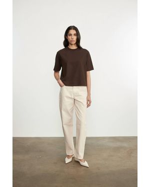 Enza Costa Short Sleeve Supima Structured Tee - Natural