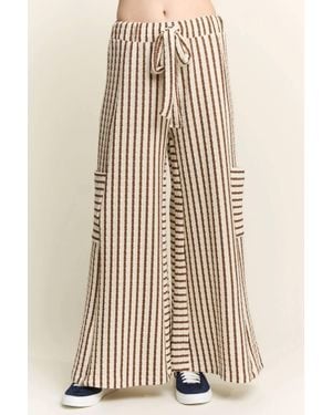 Jade By Jane Striped Wide Leg Pants - Natural