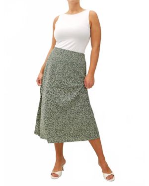 Be Cool Floral Print Midi Skirt - Green