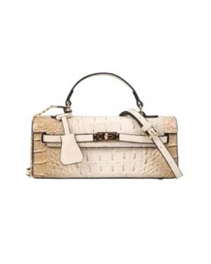 American Bee Croco Boxy Satchel Bag - Metallic