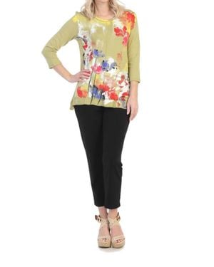 Jess & Jane Water Color Light Terry Pocket Top - Orange