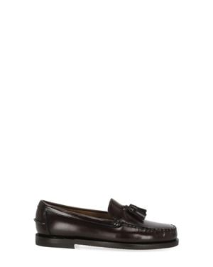 Sebago Dark Burgundy Patent Leather Tasseled Loafers - Black