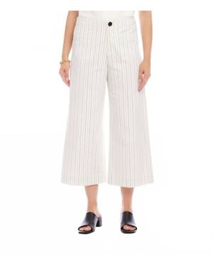 Karen Kane Stripe Cropped Wide-Leg Pants - White