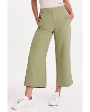 Another Love Denali High Rise Wide Leg Cropped Pant - Green