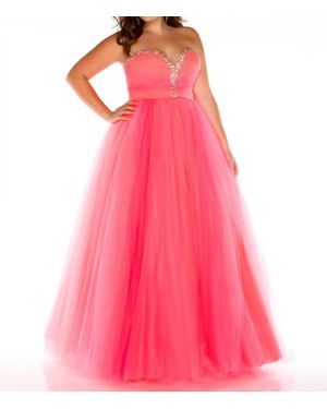 Mac Duggal Tulle Strapless Gown - Pink