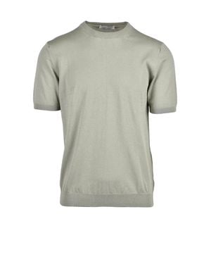 Bellwood Sage Crew Neck Cotton Knit Top - Gray