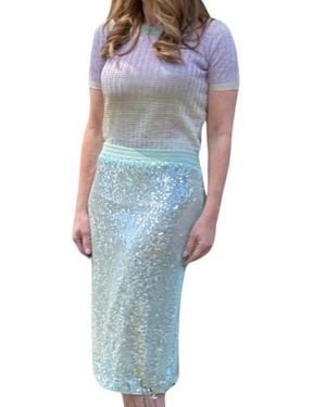 Roberto Collina Gonna Paillettes Skirt Menta S24 - Blue