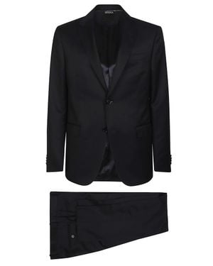 ZEGNA Tailored Two Piece Wool Blend Suit - Black