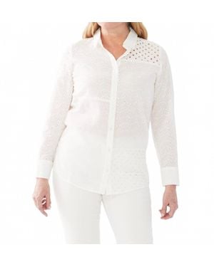 Fdj Patchwork Long Sleeve With Eyelets Tunic - White
