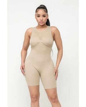 TRUEDAMES Poinetlle Stitch Romper - Natural