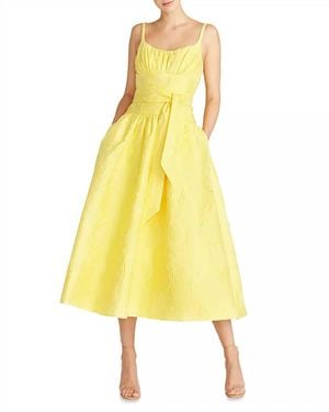 ML Monique Lhuillier Daffodil Jacquard Fit And Flare Midi Dress - Yellow