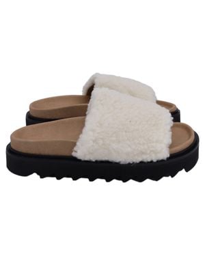 Iris & Ink Poppy Faux Shearling Slides - Brown