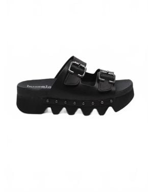 Bussola Cleopatra Buckle Strap Slide Sandal - Black