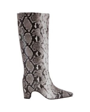 St. Agni St Agni Python Print Leather High Boots - Gray