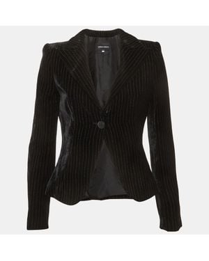 Giorgio Armani Striped Velvet Blazer - Black