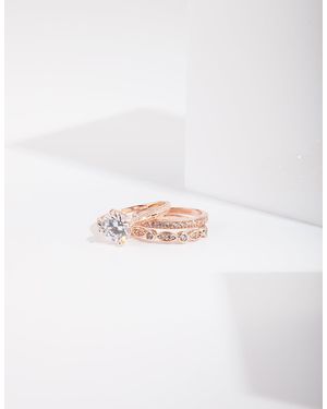 Lovisa Rose Round Stone Triple Band Ring - White