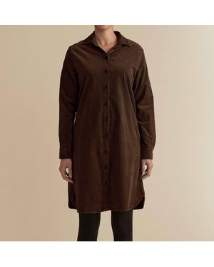 cut-loose Mini Cord Shirt Dress - Brown