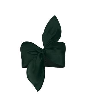ANDRES OTALORA Suspiro Tie Detailed Silk Organza Crop Top - Green