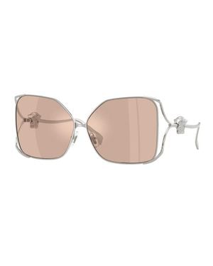 Versace Sunglasses Square Full Rim, Metal Frame And Light Mirror Lens Ve22881001-5 - Pink