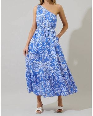 Sugarlips Bonnie One Sleeve Maxi Dress - Blue