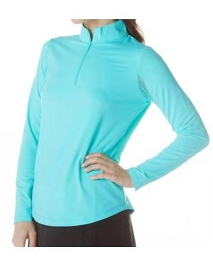 IBKUL Long Sleeve Mock Neck Top - Blue