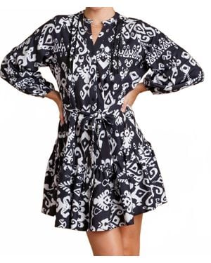 Umgee Print Flounce Dress - Black