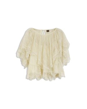 BOSS Mini Cape Blouse With Lace Trim - Natural